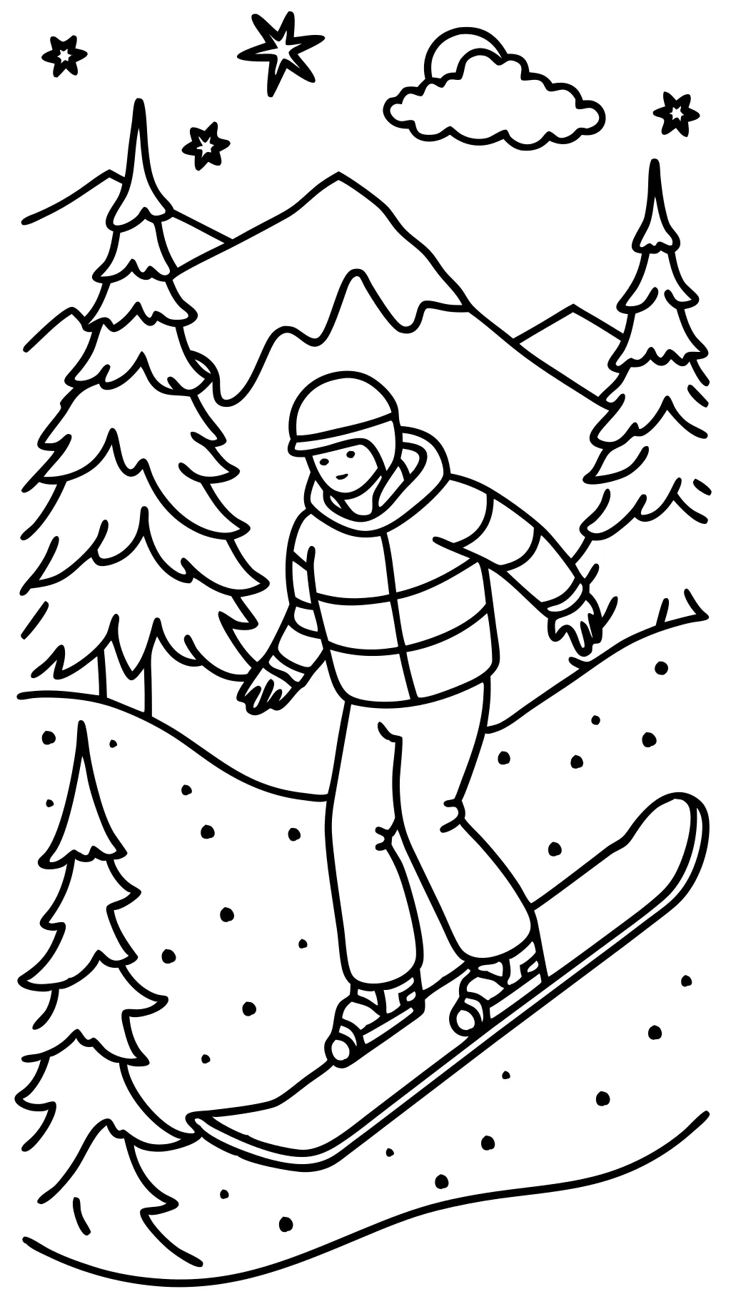 página para colorear de snowboarder